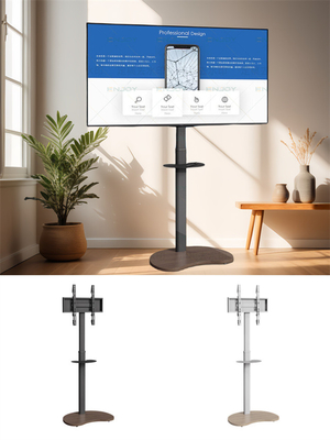 kopen Glanzige rollende wielen mobiele vloer tv stand gewicht rollende stand tv 77lbs online manufacture