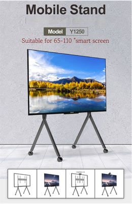 LED LCD OLED mobiele tv-stand met kantel rollend tv-karretje met media plank en wielen