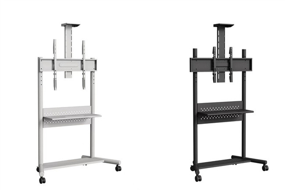 Lantai Mount Monitor Stand Dengan Rak Untuk 65-86 Inci Heavy Duty 198Lbs